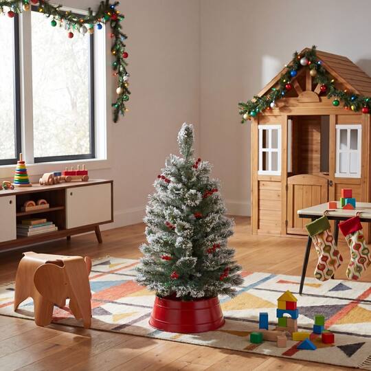 Nearly Natural 3ft. Unlit Artificial Frosted Swiss Pine Christmas Tree with Berries